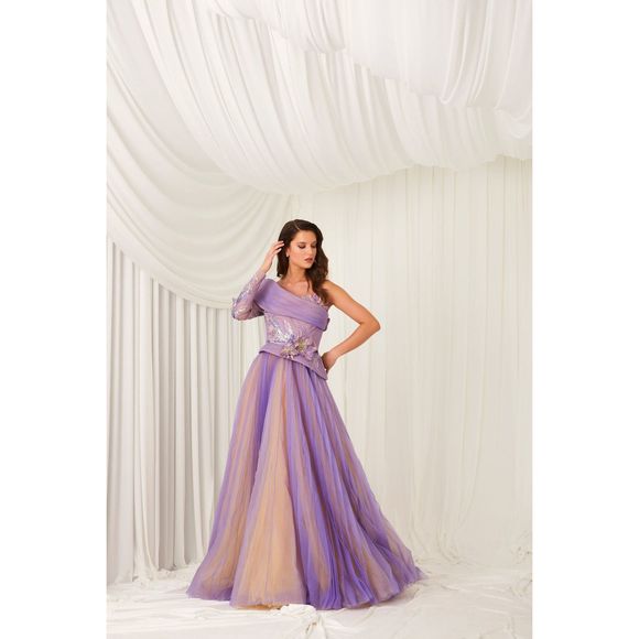 Purple Fouad sarkis Size 8 Train dress - Picture 2 of 2